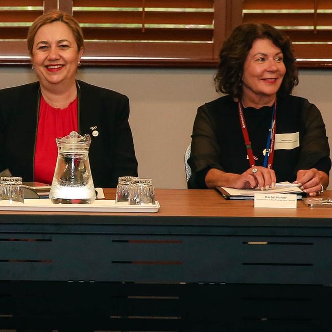 Premier Anastasia Palaszczuk has extended the tenure of Rachel Hunter (right) as director-general of the Department of Premier and Cabinet by another three years. Picture: NCA NewsWire/Glenn Campbell