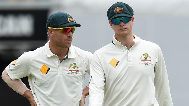 Australia's David Warner (left) and Steve Smith won’t be available until the Shield final in late March. Picture: AAP Image