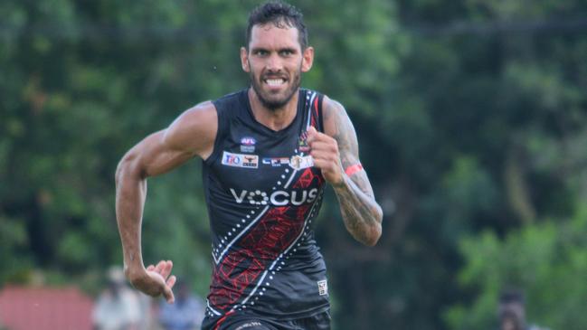 Harley Bennell playing for Tiwi Bombers. Picture: Alison McGowan