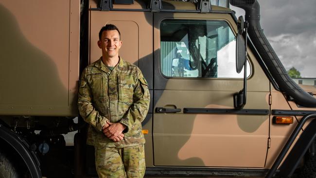 Army Sergeant Simon MacKenna (RACT) formerly a McDonalds manager who became an infantryman now transport and looking to become a commissioned officer. Picture Ryan Osland