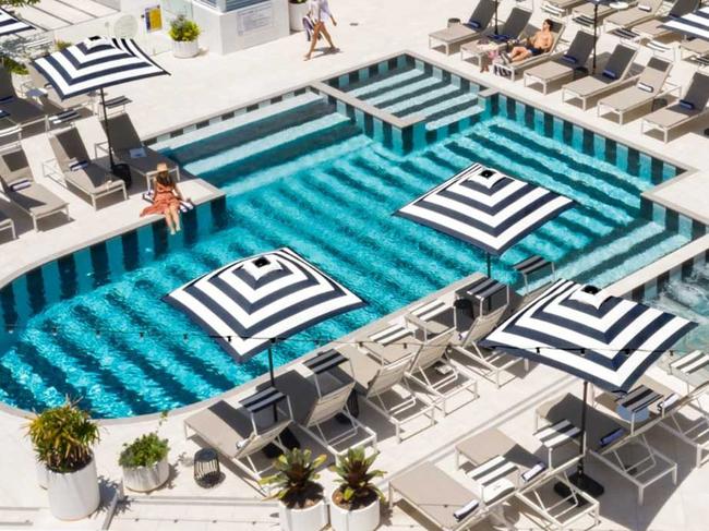The pool at QT resort Staghorn Ave, Surfers Paradise. Picture: QT Gold Coast