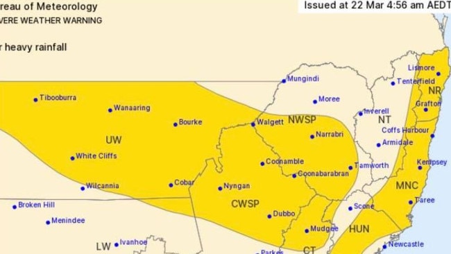 Two systems impacting weather in the region on Monday, March 22. Most areas of New South Wales will see a clearing trend later Tuesday or early Wednesday as a drier air mass moves into the region.