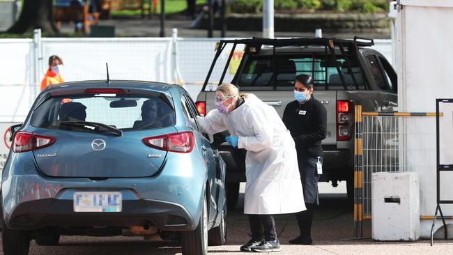 Testing being done at the Hobart COVID clinic on Castray Esplanade. Picture: NIKKI DAVIS-JONES