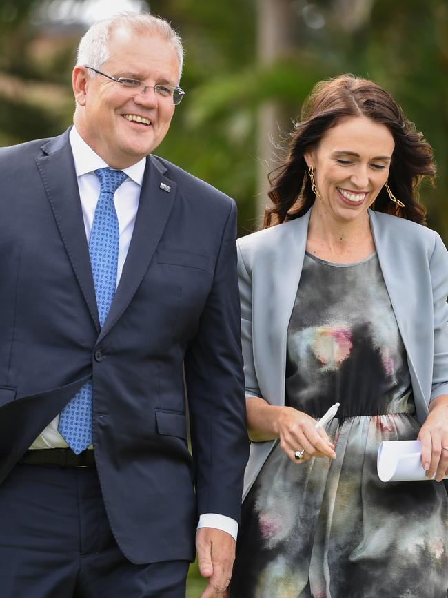 Scott Morrison and Jacinda Ardern. Picture: Getty Images