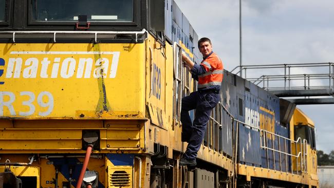 Driver Wayne Blewden at the Pacific National yards in Chullora in Sydney. Picture: Toby Zerna