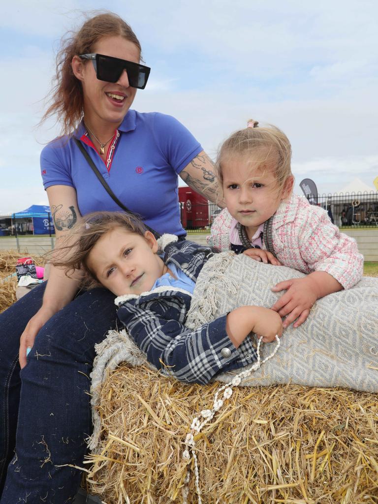 Felicity Galea with Ellie-May, 3, and Raya, 3. Picture: Mark Wilson