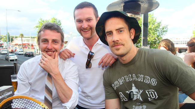 SOCIALS: Movember Gala Party, Metz Bar, Sandy Bay (L-R): George Friend and Andrew Deane, both of Sandy Bay and Jonathan West, Melbourne Victoria