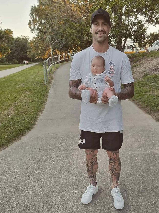 Brad Davies with his son, Hudson.