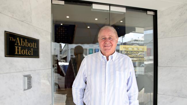 Investor Frank Gasparin outside The Abbott Hotel in 2016 after it was upgraded. Picture: Marc McCormack