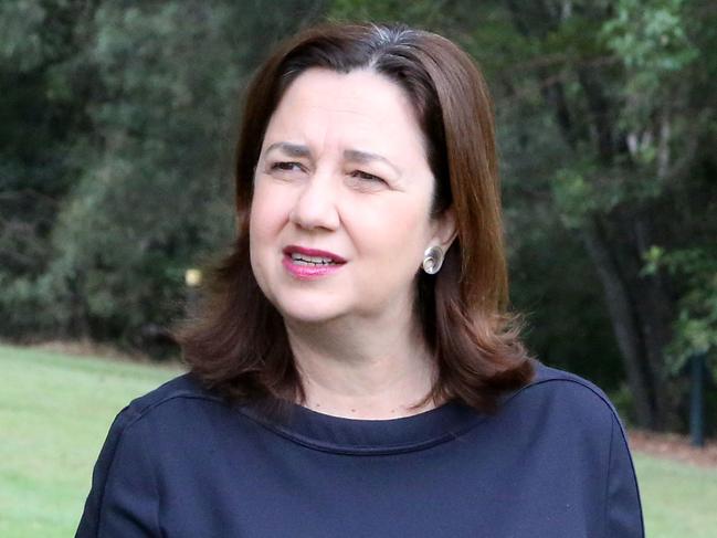 Back to school press conference by Annastacia Palaszczuk The Premier & Grace Grace Minister for Education at Seventeen Mile Rocks. Also present were nurses Ben Ballard, Beth Ballard and their kids Oliver (8) and Elkie (4).19th April 2020 Seventeen Mile Rocks AAP Image/Richard Gosling