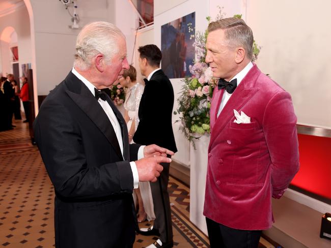 Prince Charles greets Daniel Craig at Royal Albert Hall. Picture: Getty Images