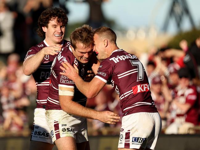 Jake Trbojevic celebrates his try. Picture: Jeremy Ng/Getty Images