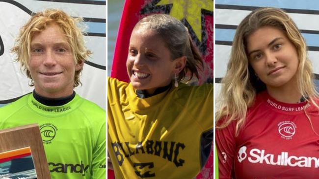 Local surfers Harry O'Brien, Leihani Zoric and Juniper Harper will be competing at the 2023 Skullcandy Oz Grom Open