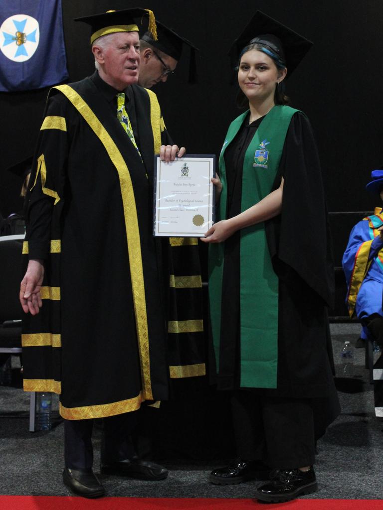 Natalie Byrne graduated with a Bachelor of Psychological Science (Honours) at the CQUniversity graduation ceremony in Bundaberg on December 14, 2023.