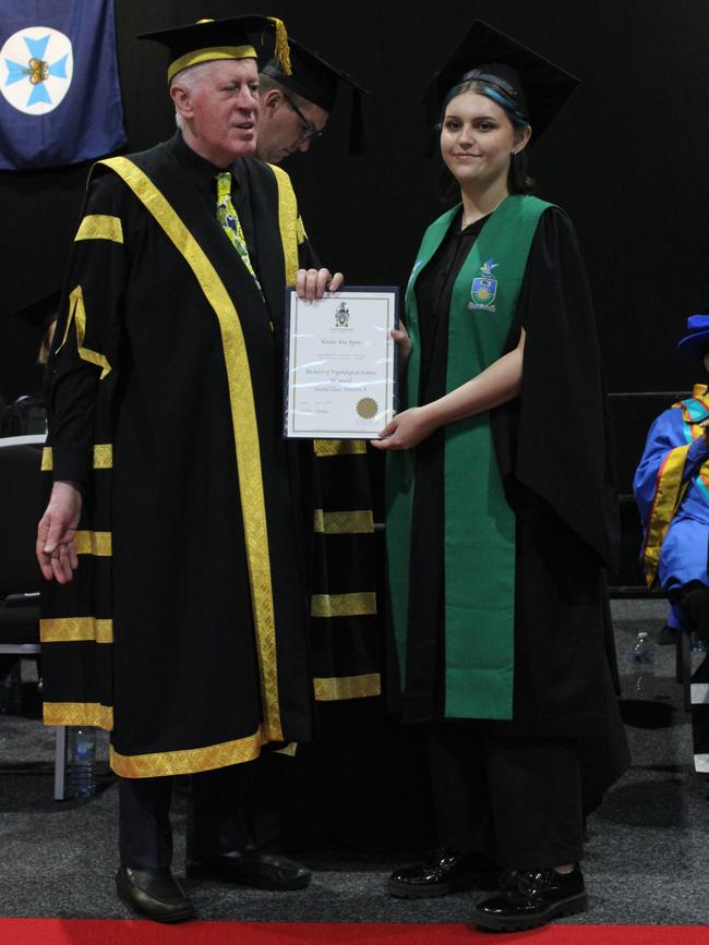 Natalie Byrne graduated with a Bachelor of Psychological Science (Honours) at the CQUniversity graduation ceremony in Bundaberg on December 14, 2023.