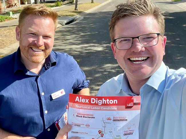 Labor's candidate for Black, Alex Dighton, with party health spokesman Chris Picton. Picture: Facebook