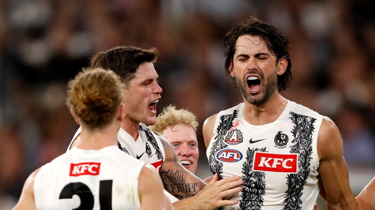 Brodie Grundy of the Magpies. Photo by Dylan Burns/AFL Photos via Getty Images.