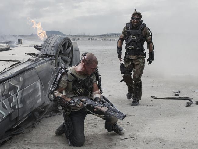 Sharlto Copley, right, starred with Matt Damon in Elysium.