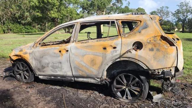 A single Port Stephens mum with no insurance has had her car stolen, ditched and torched during last week's storms. Picture: GoFundMe / Supplied.