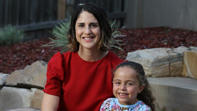 Breast Cancer survivor Natalie Guardala, 39 pictured with her youngest daughter Odessa, 5. Holland Park Monday 30th September 2019 Picture AAPimage/David Clark