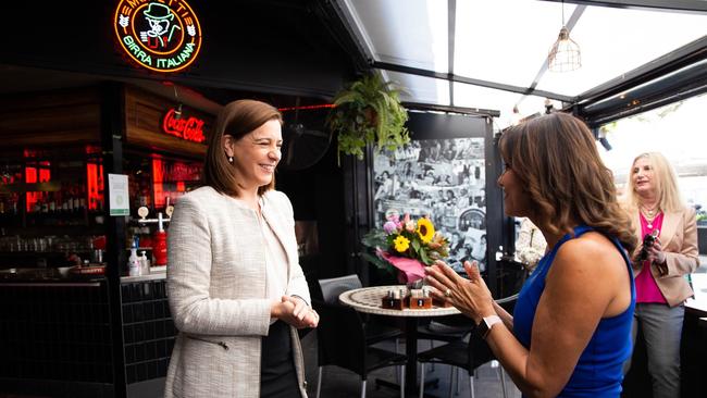 Opposition Leader Deb Frecklington visits Costa D'Oro Italian Restaurant &amp; Pizzeria in Surfers Paradise on Tuesday. Picture: Facebook/Deb Frecklington