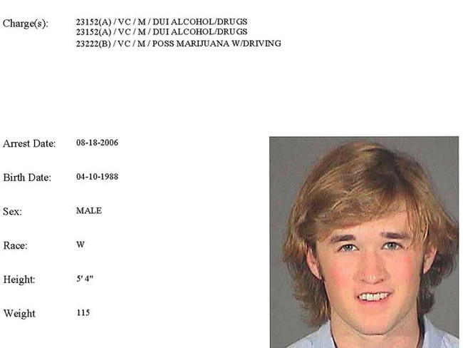 Haley Joel Osment was charged with drunk driving and marijuana possession after he crashed his 1996 Saturn station wagon in July 2006. The then 18-year-old Osment, who starred as the boy who saw dead people in ‘The Sixth Sense,’ suffered minor injuries in the accident and was briefly hospitalized. Osment, who posed for a mug shot snapped by an L.A. sheriff’s deputy, was released from custody after posting a $15,000 bond.