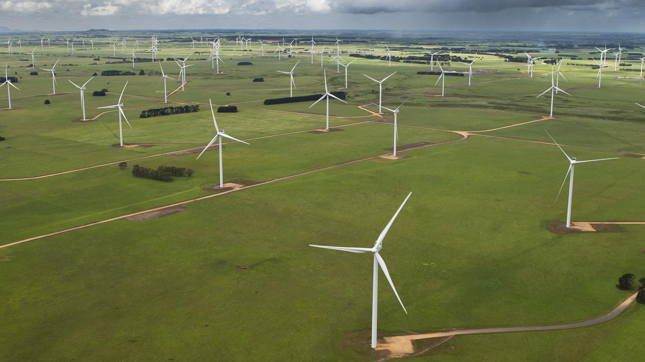 A wind farm in Victoria uses turbines to generate renewable wind energy. Picture: Vestas Wind Systems A/S