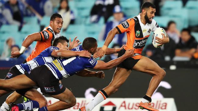 Josh Addo-Carr made his debut for the Tigers in 2016. Picture: Brett Costello