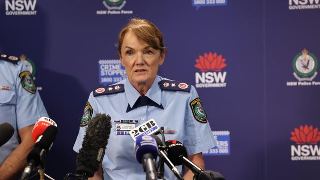 NSW Police Commissioner Karen Webb at a press conference in Sydney CBD. Picture: Rohan Kelly