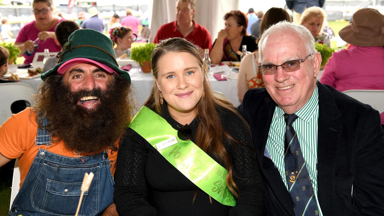 Costa Georgiadis, Keeley Berther and Greg Johnson at the Mulberry Project Long Lunch. Heritage Bank Toowoomba Royal Show. Saturday March 26, 2022