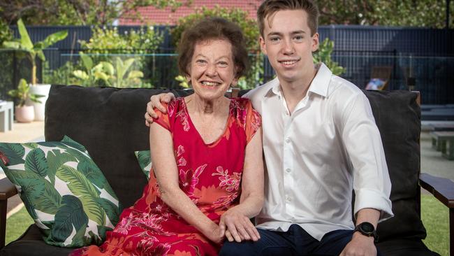 Beau Hope juggled helping care for his grandparents, including grandmother Shirley, with his year 12 studies. Picture Emma Brasier.