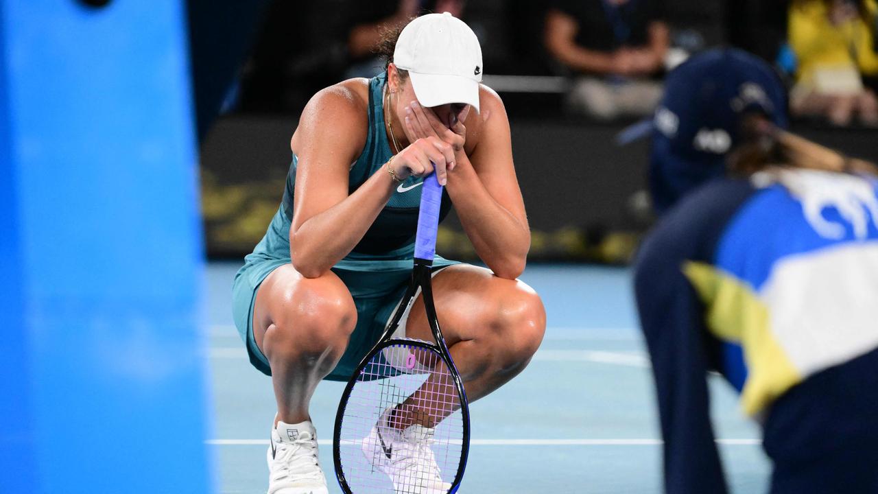 Madison Keys was in tears after her triumph. Photo by Yuichi YAMAZAKI / AFP.