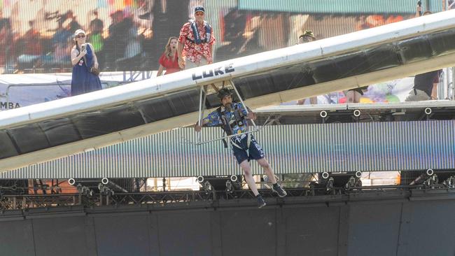 Michael Paul won his 15th Moomba Birdman rally with his 12.5m leap. Picture: Tony Gough