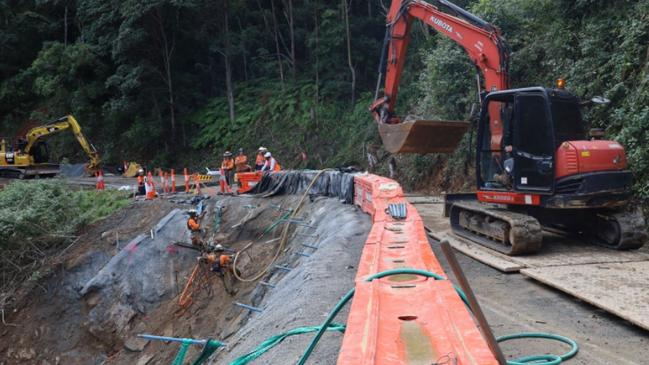 Repairs underway after a landslip.