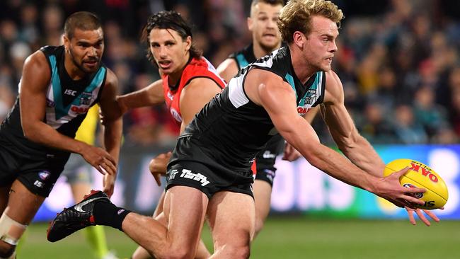 JACK”S BACK: Jack Watts has reported early to Port Adelaide pre-season training. Picture: Mark Brake (Getty Images).