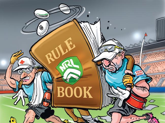 WEB kent column on NRL rules. artwork by boo bailey