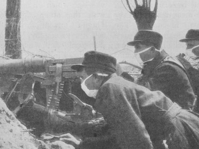 History: Belgian Troops with Early Gas Masks in 1915.