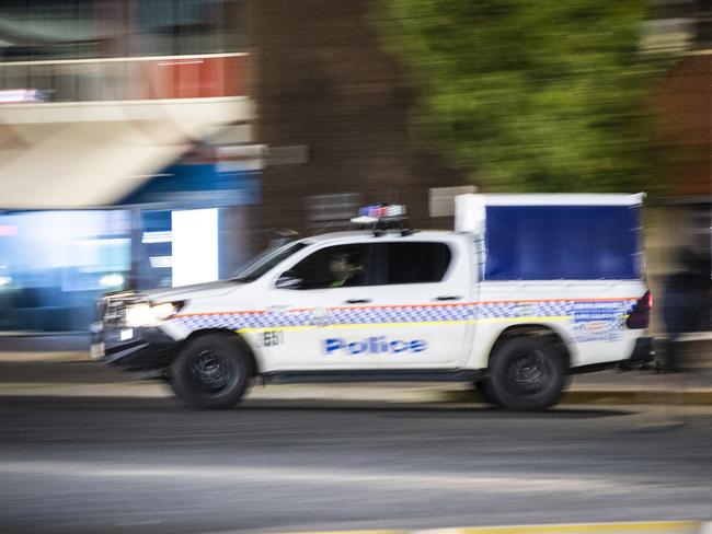 Northern Territory police patrol Alice Springs at night, Friday, February 3, 2023. Picture: Kevin Farmer