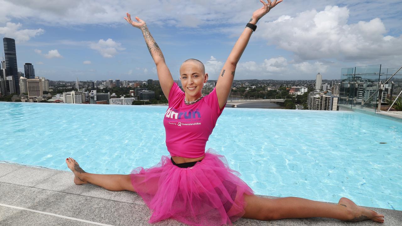 Breast cancer survivor Danique Hanson is calling for help and wants more volunteers for this year’s Mater Chicks in Pink International Women’s Day Fun Run. Picture: Annette Dew