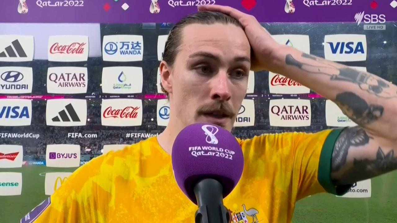 Jackson Irvine fought back tears as he fronted the media after the match.
