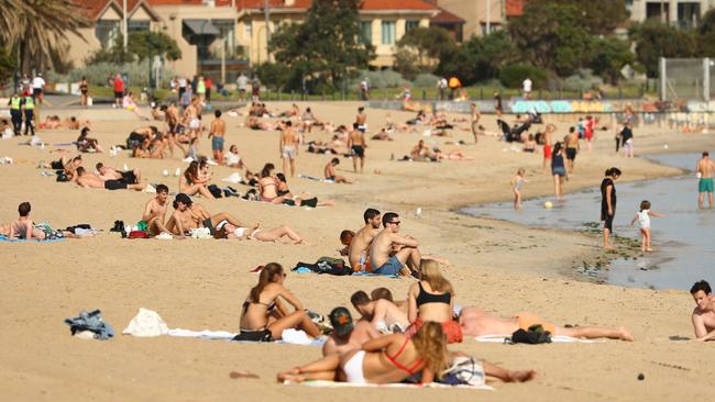 St Kilda Beach on March 27, 2020 (Photo by Robert Cianflone/Getty Images)