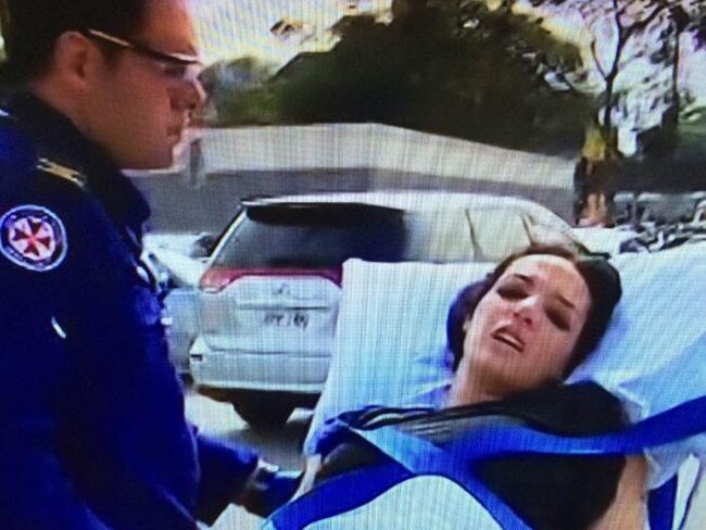 A woman shot at Bankstown Centro today. Picture: Nine News