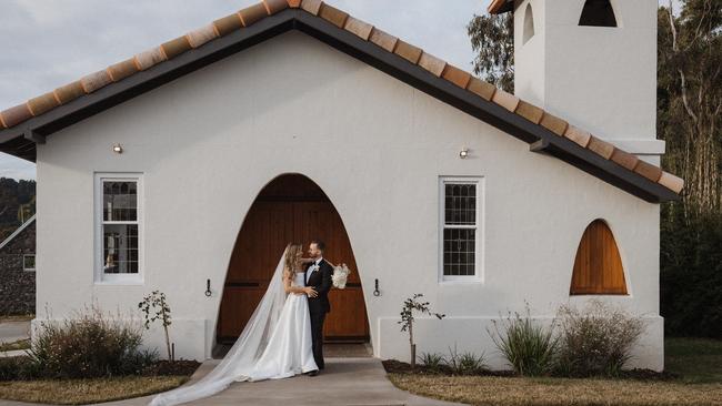 Brittany Worthington and Cody Roberts on their wedding day. Picture: Shae Estella Photo