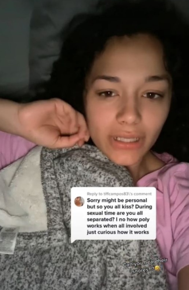 Dani answered a question about the throuple’s relationship as she spoke about what happens if one isn’t up for sex. Picture: Tiktok/vicarious.afterdark