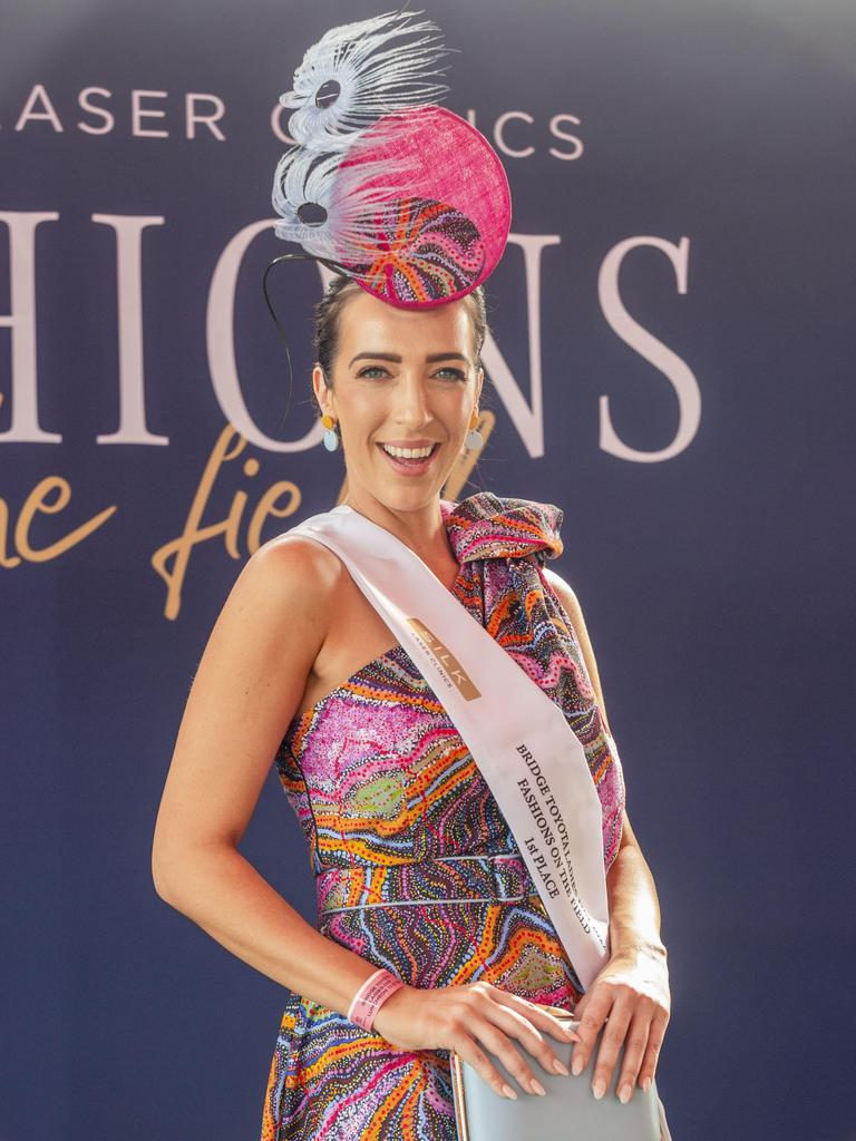 Fashions on the Field winner Lily North is dressed in all locally designed fashion. Picture: Floss Adams