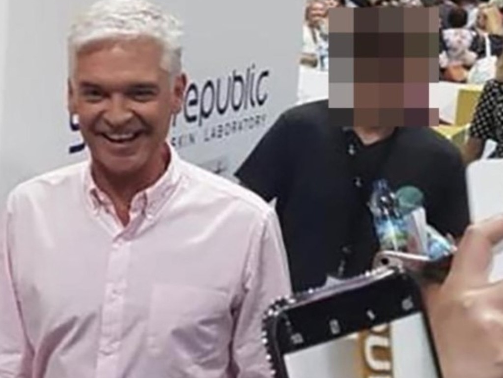 Phillip Schofield and the young man (pixeallted) in 2018, before the affair started. Picture: ITV.