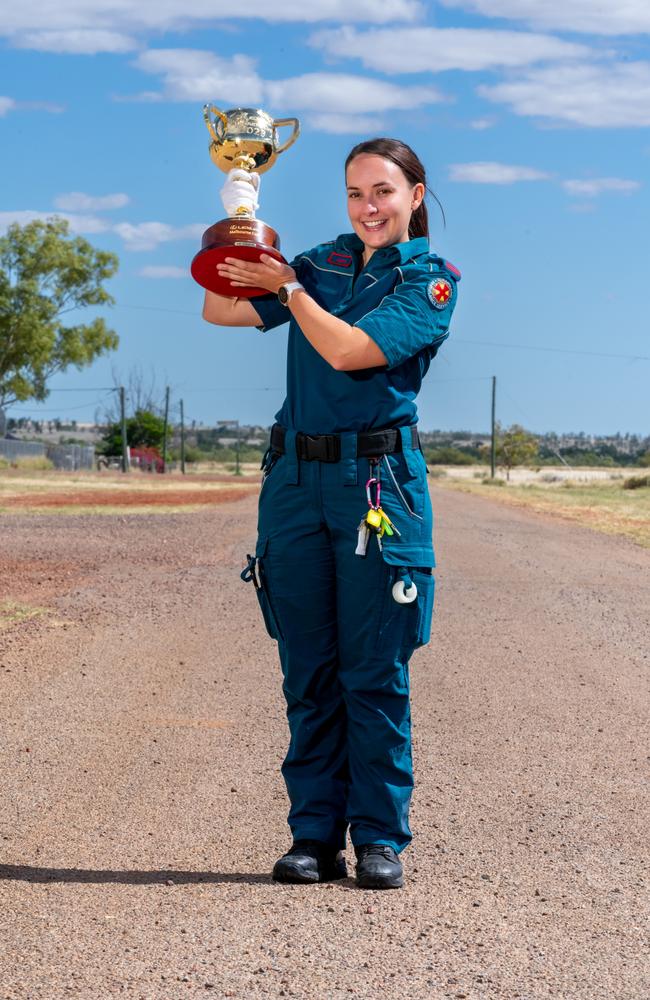 Camooweal, QLD: The Cup pays a visit to the RFDS, where advanced care paramedic Jamie Leonard takes charge. Picture: Jay Town