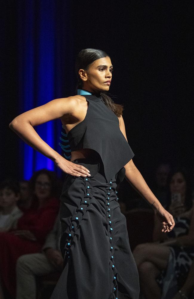 Designs by Melisa Sivlim are featured on the Emerging Designers runway of Toowoomba Fashion Festival at The Armitage Centre, Saturday, March 16, 2024. Picture: Kevin Farmer