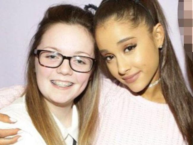 Victim Georgina Callander, 18, pictured with her idol Ariana Grande.