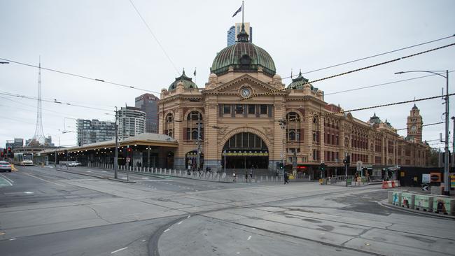 A deserted Flinders St station on Sunday. Picture: NCA NewsWire/Paul Jeffers